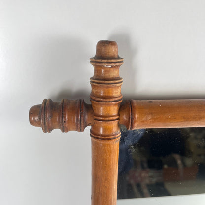 Miroir en bois tourné style bambou, vers 1900-1930
