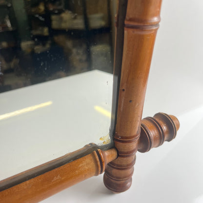 Miroir en bois tourné style bambou, vers 1900-1930