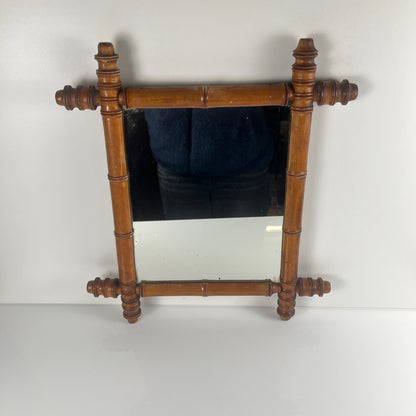 Miroir en bois tourné style bambou, vers 1900-1930