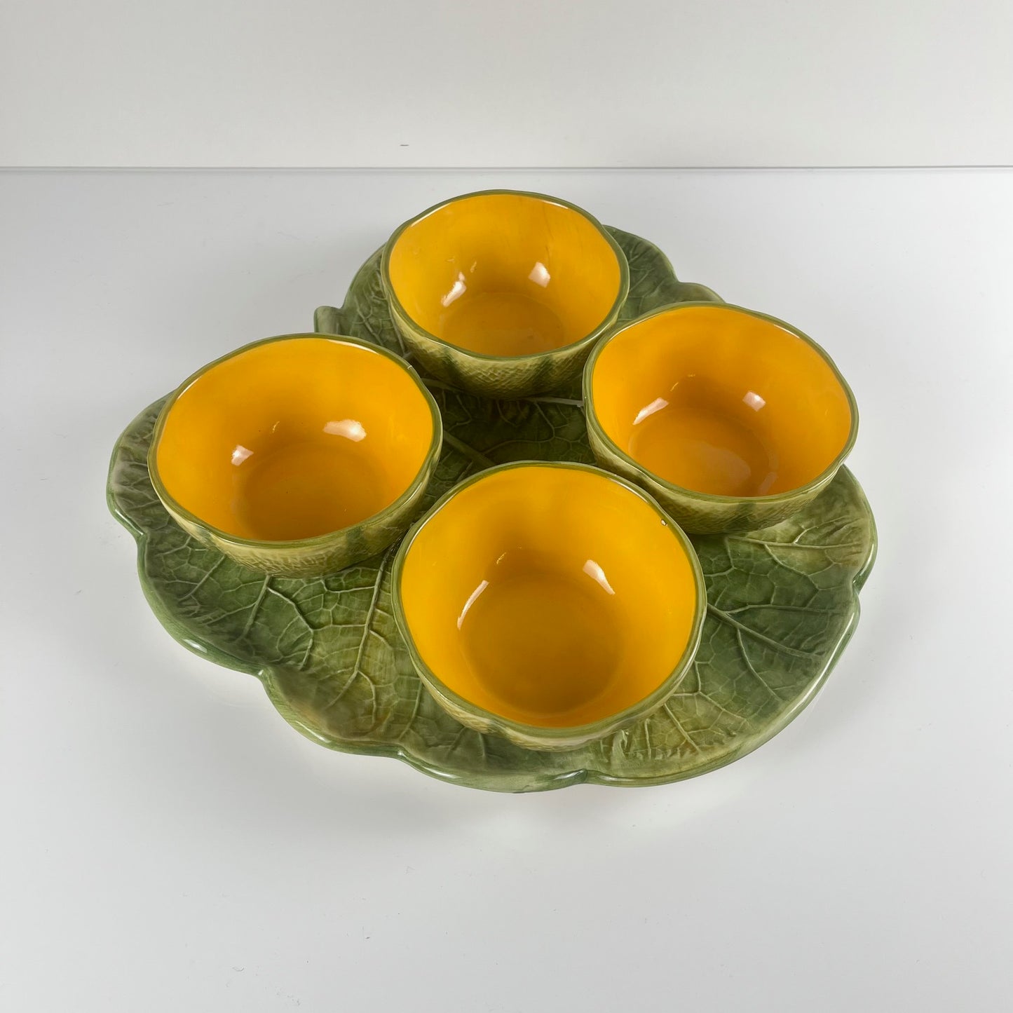 Melon service in majolica for 4 people, 20th century