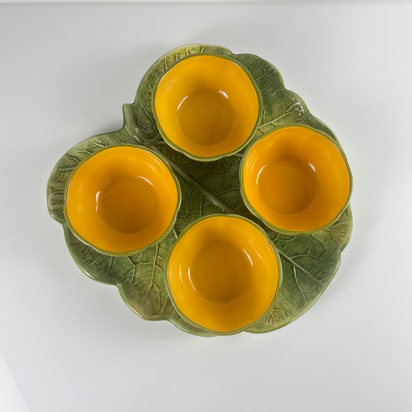 Melon service in majolica for 4 people, 20th century