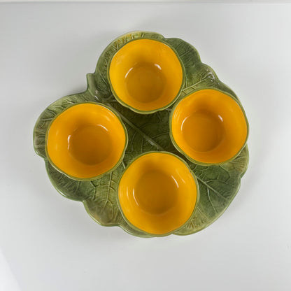 Melon service in majolica for 4 people, 20th century