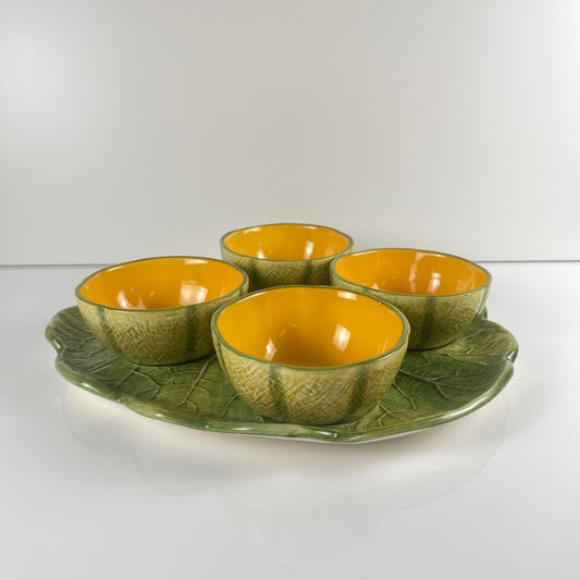 Service à melon en barbotine pour 4 pers., XXe