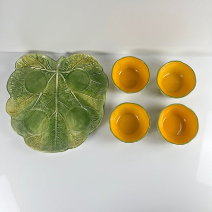 Melon service in majolica for 4 people, 20th century