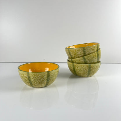 Melon service in majolica for 4 people, 20th century