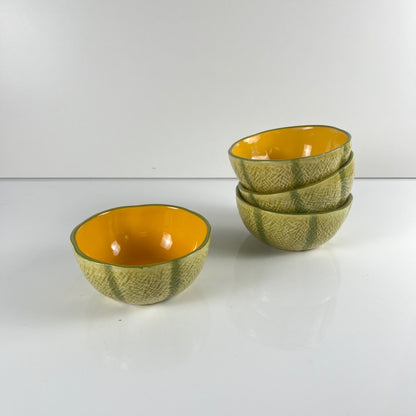 Melon service in majolica for 4 people, 20th century
