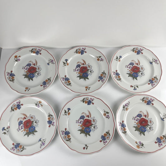Set de 6 assiettes plates "Agreste", Sarreguemines, fin XXe