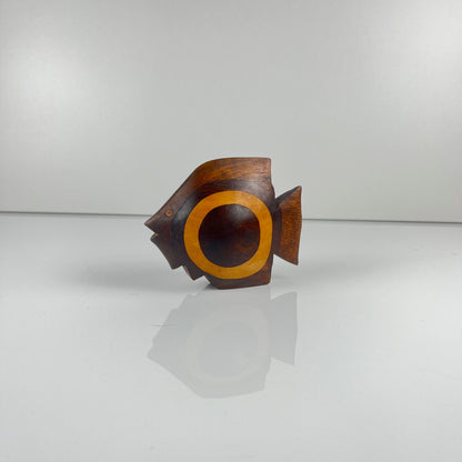 Small exotic wood fish statue, midcentury modern