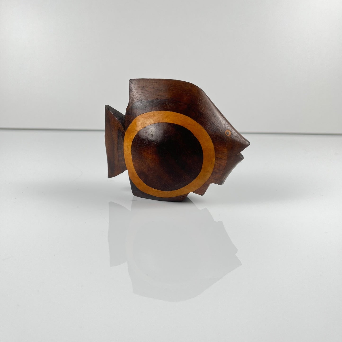 Small exotic wood fish statue, midcentury modern