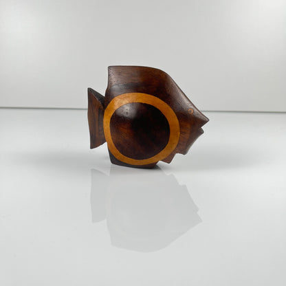Small exotic wood fish statue, midcentury modern