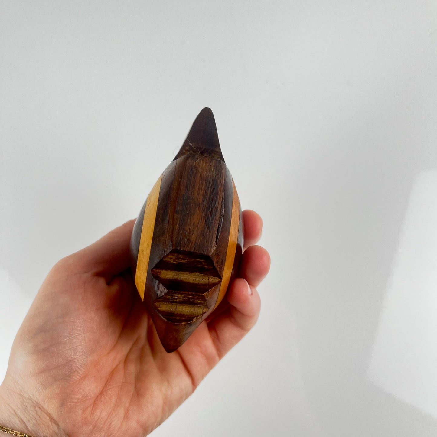 Small exotic wood fish statue, midcentury modern