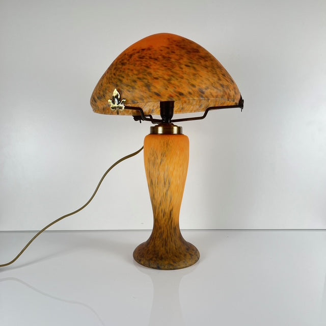 Orange flecked glass mushroom lamp, Massive, Belgium 1970s