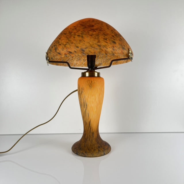 Orange flecked glass mushroom lamp, Massive, Belgium 1970s