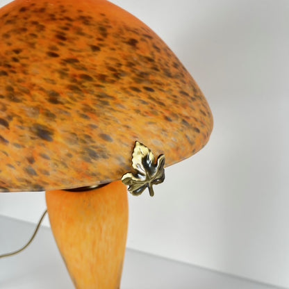 Orange flecked glass mushroom lamp, Massive, Belgium 1970s