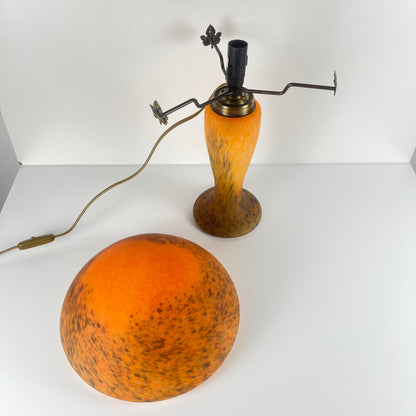 Orange flecked glass mushroom lamp, Massive, Belgium 1970s