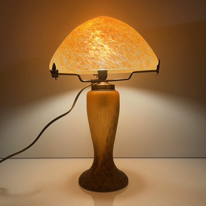 Orange flecked glass mushroom lamp, Massive, Belgium 1970s