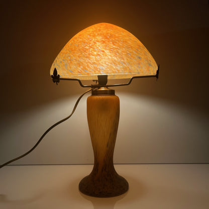 Orange flecked glass mushroom lamp, Massive, Belgium 1970s