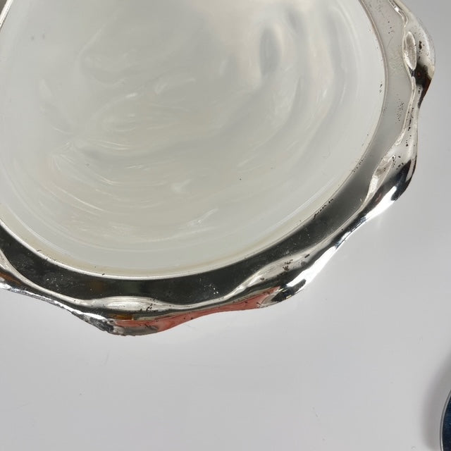 Beurrier vintage en métal "Huitre" et insert en verre, 1970