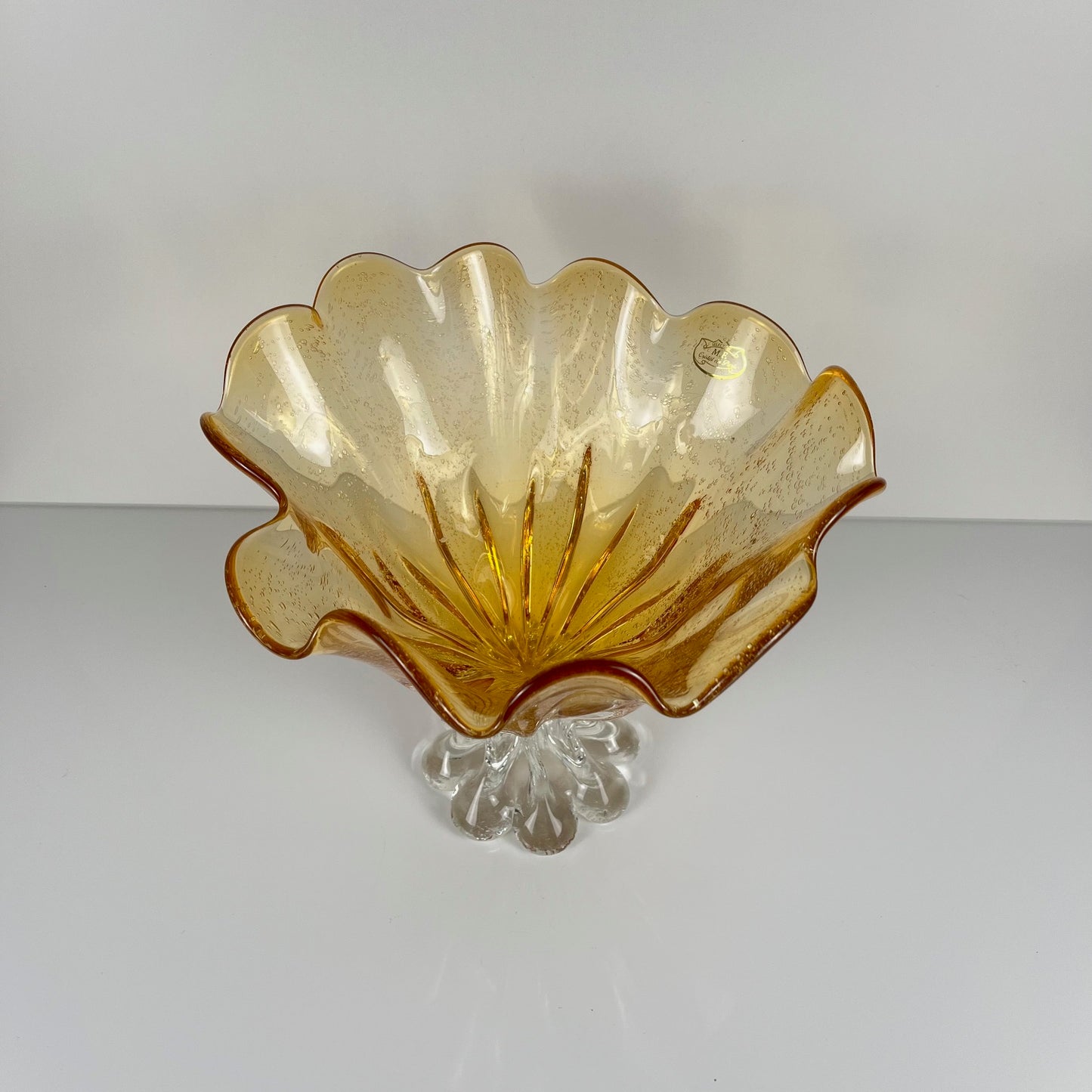 Amber Murano-style glass bowl, 1970