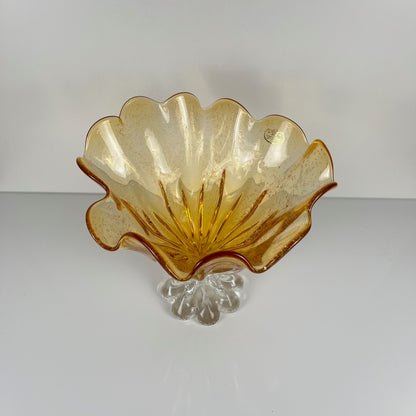 Amber Murano-style glass bowl, 1970
