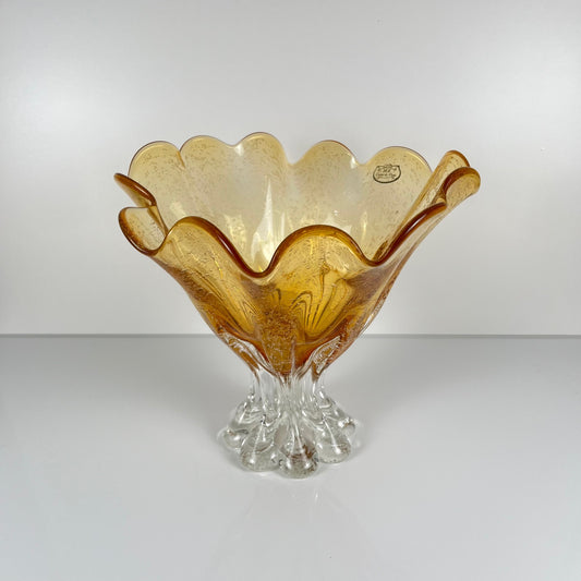 Coupe en verre style Murano couleur ambre, 1970