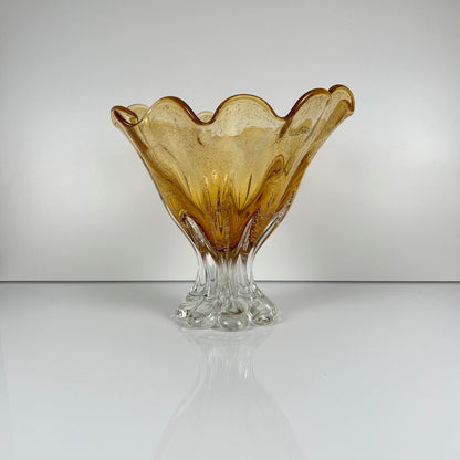 Amber Murano-style glass bowl, 1970