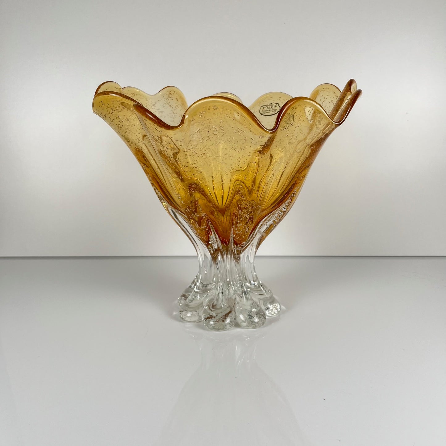 Amber Murano-style glass bowl, 1970