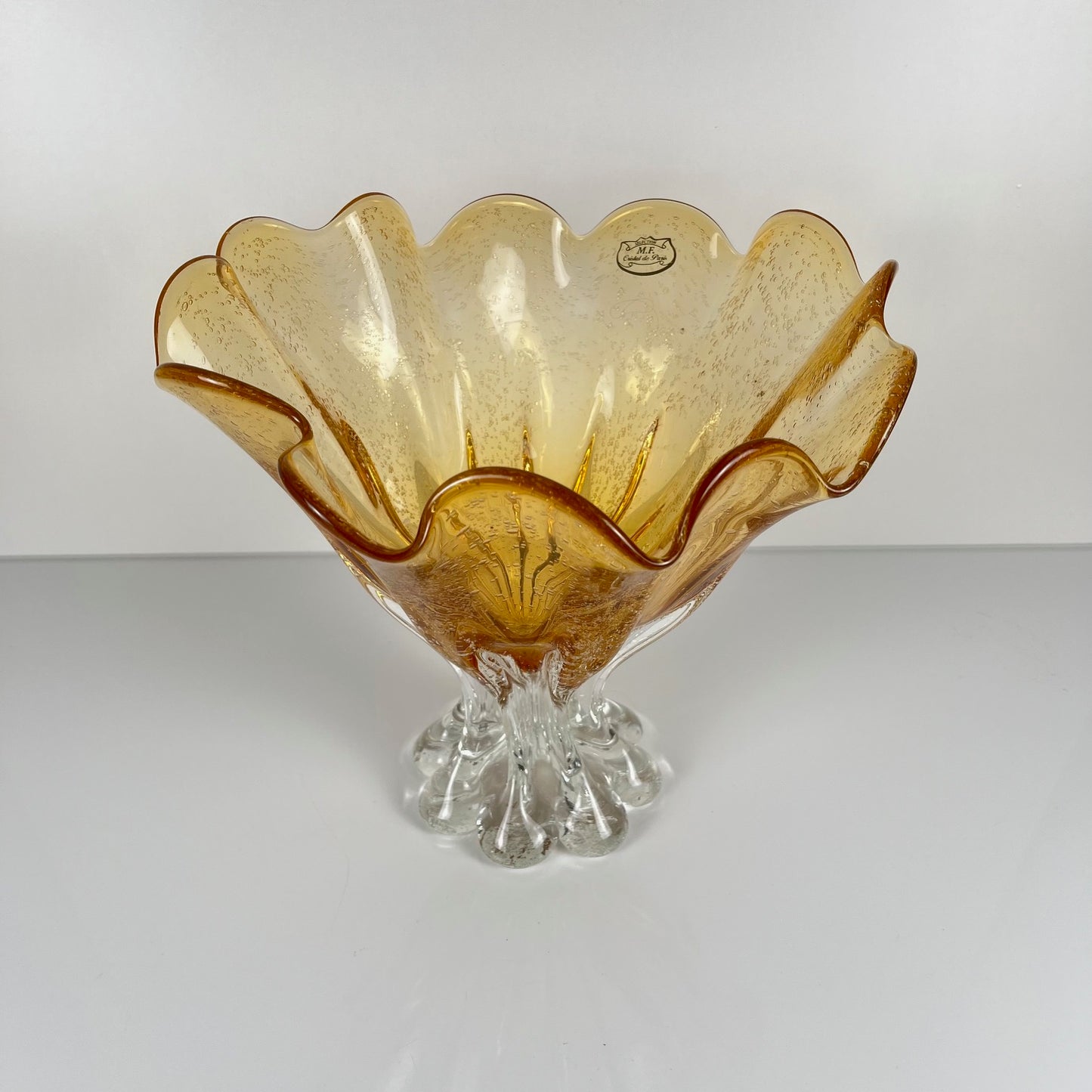 Amber Murano-style glass bowl, 1970