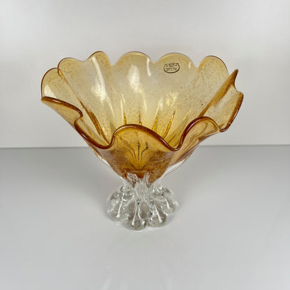 Amber Murano-style glass bowl, 1970