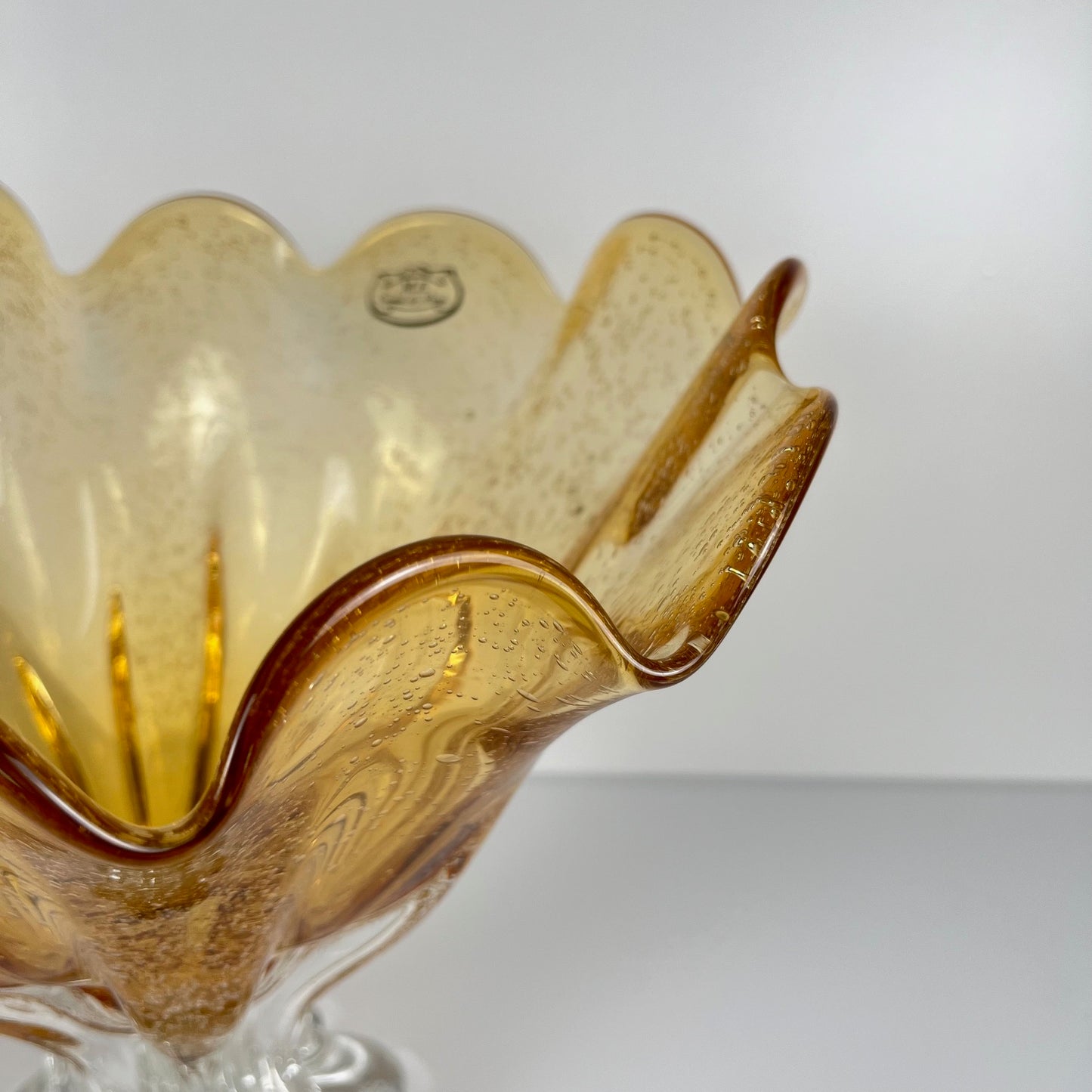 Amber Murano-style glass bowl, 1970