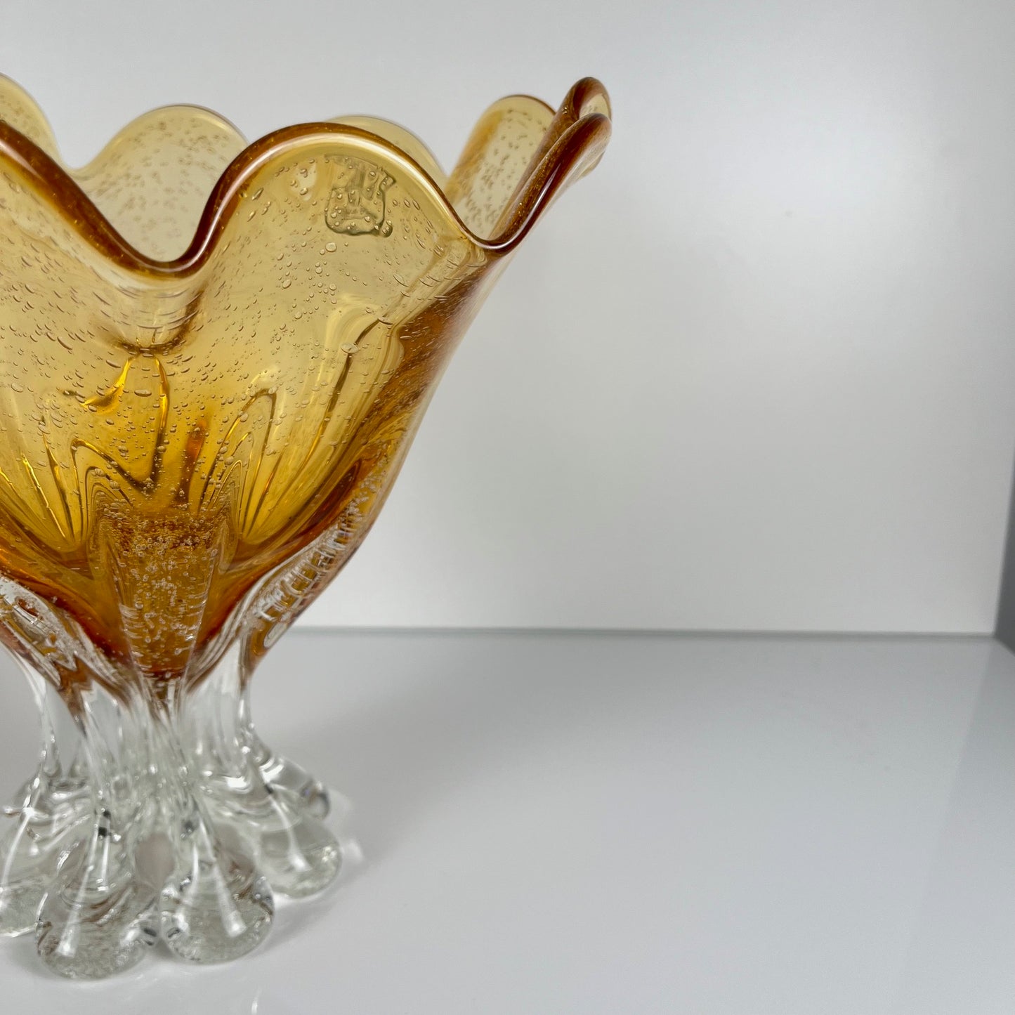 Amber Murano-style glass bowl, 1970