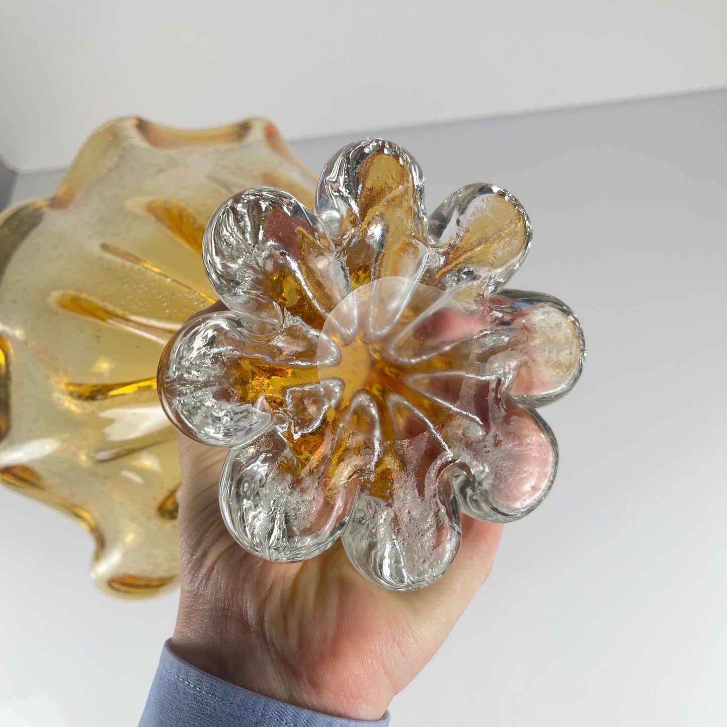 Amber Murano-style glass bowl, 1970