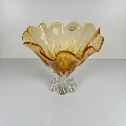 Amber Murano-style glass bowl, 1970