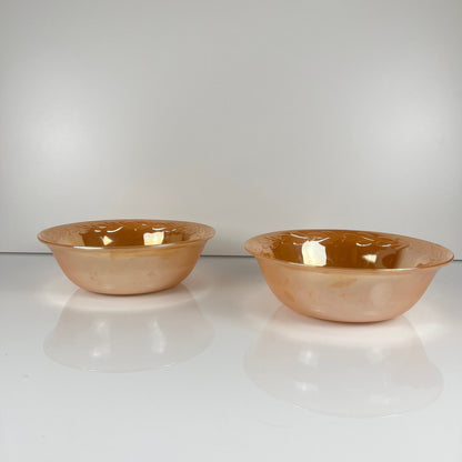 Important service Fire-King Peach Lustre "Feuille de laurier" pour 12 pers., Anchor Hocking , USA, années 50
