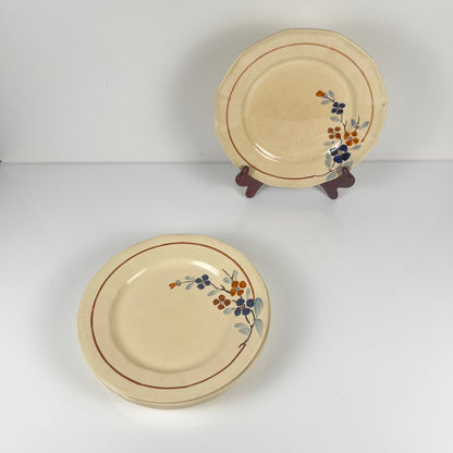 Set of 5 Sarreguemines floral dinner plates, 1920-40