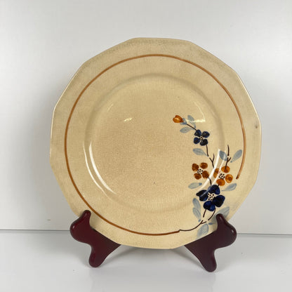 Set of 5 Sarreguemines floral dinner plates, 1920-40