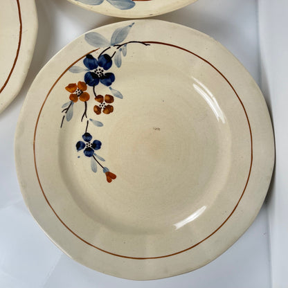 Set of 5 Sarreguemines floral dinner plates, 1920-40