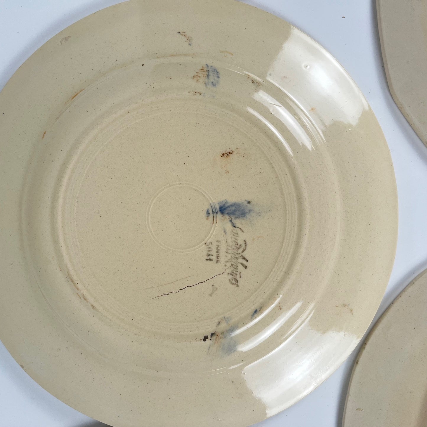 Set of 5 Sarreguemines floral dinner plates, 1920-40