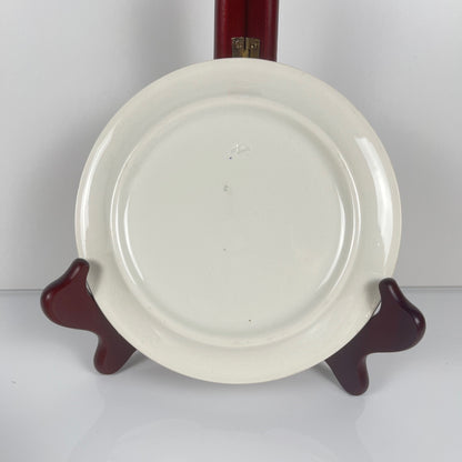 Rare Set of 6 bread plates KG Lunéville Ironstone, "Fontainebleau", pink, 19th century