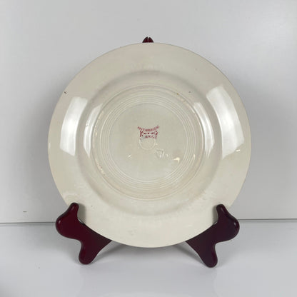 Set de 4 assiettes plates KG Lunéville Terre de fer, " Fontainebleau" , rose, XIXe siècle