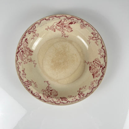 Saladier KG Lunéville Terre de fer, " Fontainebleau" , rose, XIXe siècle
