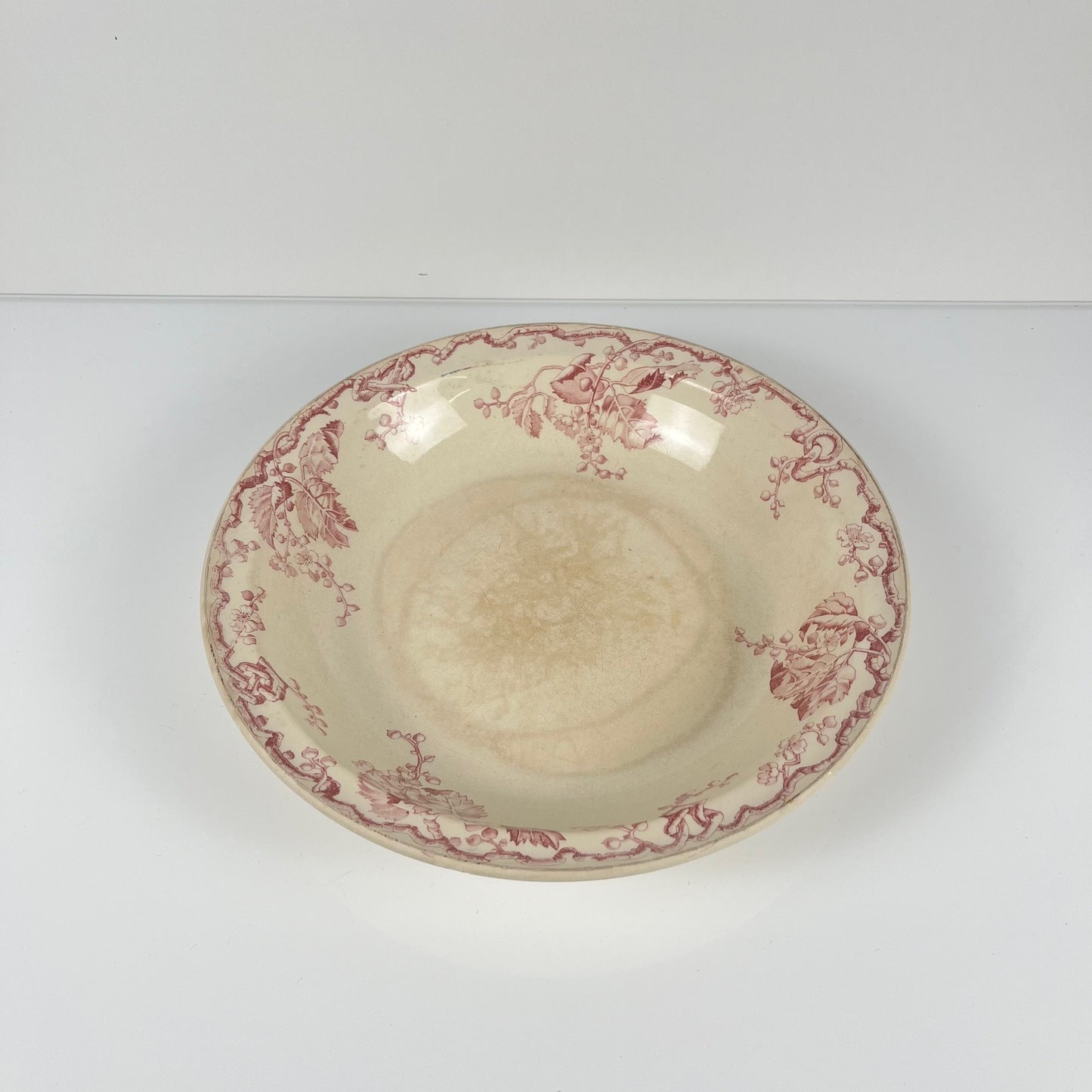Saladier KG Lunéville Terre de fer, " Fontainebleau" , rose, XIXe siècle