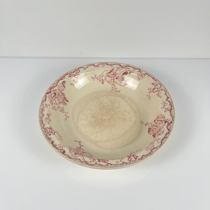 Saladier KG Lunéville Terre de fer, " Fontainebleau" , rose, XIXe siècle