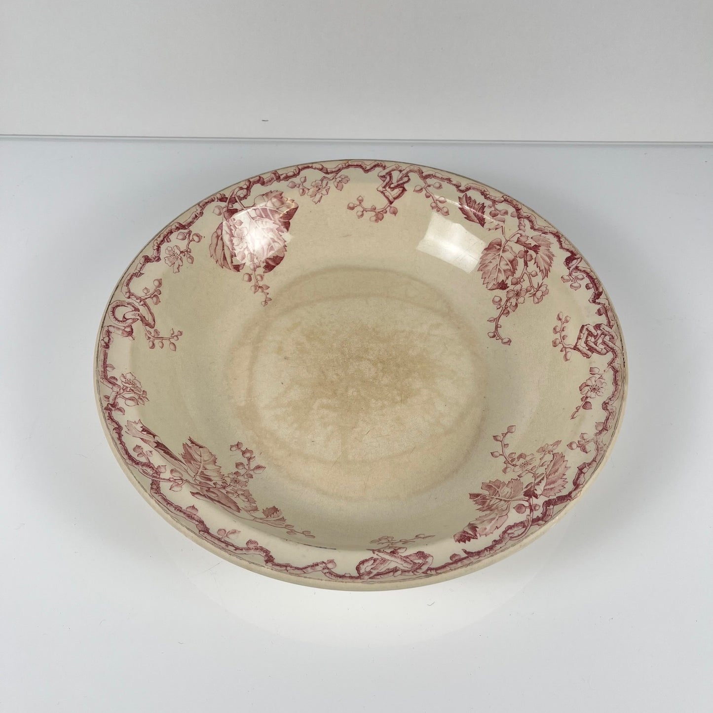 Saladier KG Lunéville Terre de fer, " Fontainebleau" , rose, XIXe siècle