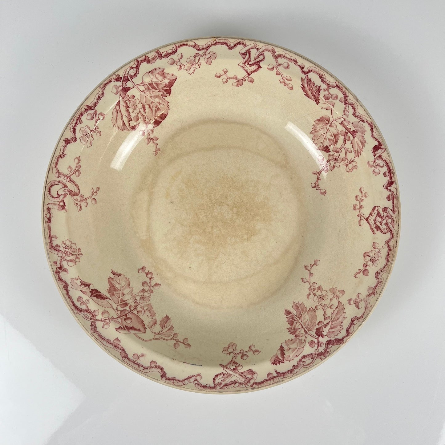 Saladier KG Lunéville Terre de fer, " Fontainebleau" , rose, XIXe siècle