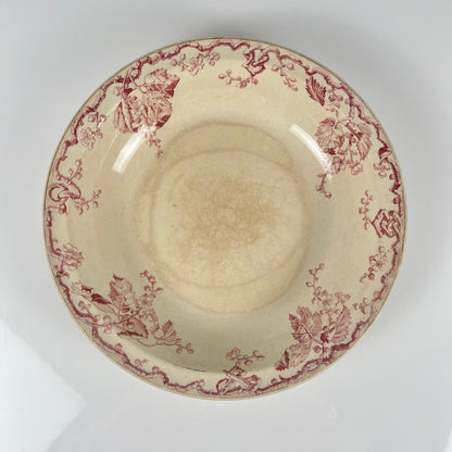 Saladier KG Lunéville Terre de fer, " Fontainebleau" , rose, XIXe siècle