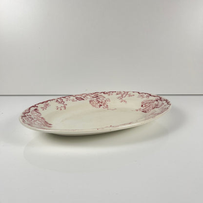 Plat ovale KG Lunéville Terre de fer, " Fontainebleau" , rose, XIXe siècle