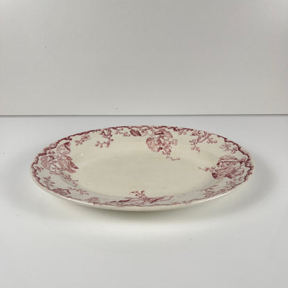 Plat ovale KG Lunéville Terre de fer, " Fontainebleau" , rose, XIXe siècle