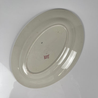 Plat ovale KG Lunéville Terre de fer, " Fontainebleau" , rose, XIXe siècle