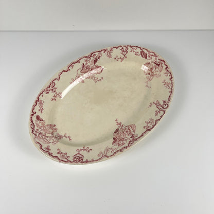 Grand Plat ovale KG Lunéville Terre de fer, " Fontainebleau" , rose, XIXe siècle